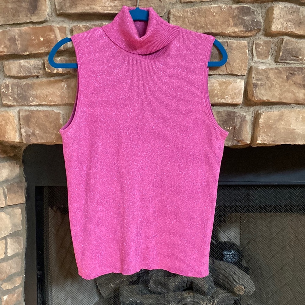 Nygard Collection sparkly pink sleeveless sweater with cowl-neck. XL